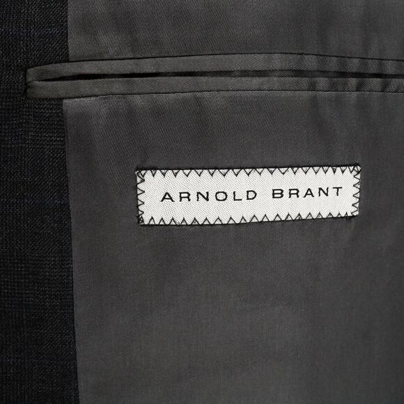 Arnold Brant Sport Coat Mens 43R Wool Cashmere Charcoal Gray Plaid Jacket - Picture 3 of 16